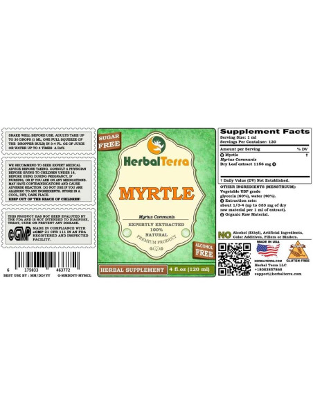 Glicerita de Mirto Orgánico HerbalTerra 120 ml Sin Alcohol