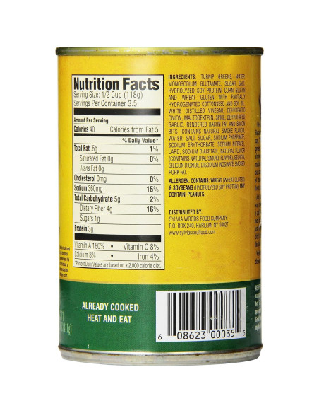 Verduras de Nabo Sazonadas Sylvia 12 Latas 410g - Sabor Soul