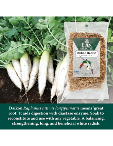 Rábano Daikon Seco Eden 99.22 g - Rebanado y Secado al Sol