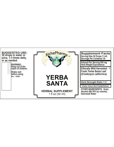 Suplemento Herbal de Yerba Santa AlchePharma 30 ml - Salud Respiratoria