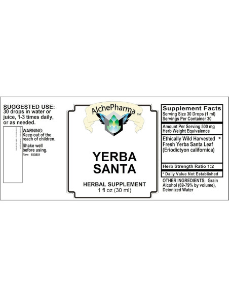 Suplemento Herbal de Yerba Santa AlchePharma 30 ml - Salud Respiratoria