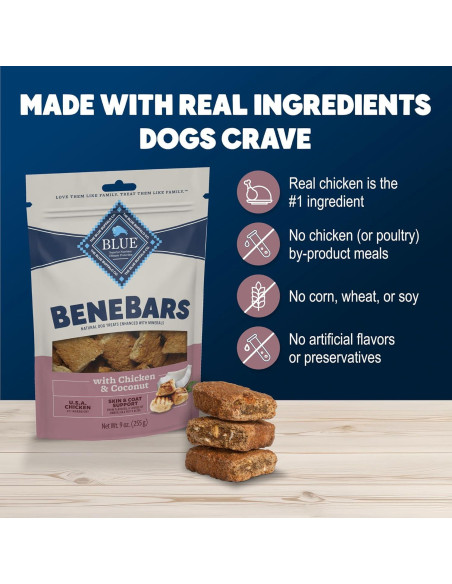 Galletas para Perros Blue Buffalo BeneBars Pollo y Coco 255 g