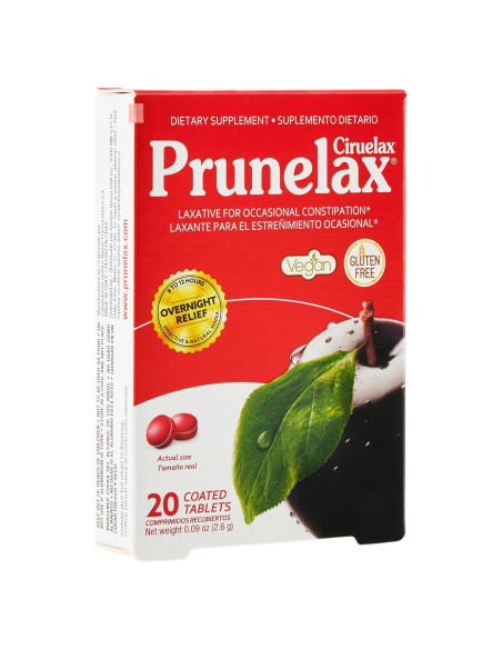 Prunelax Laxante Vegano 20 Tabletas Alivio Nocturno Estreñimiento