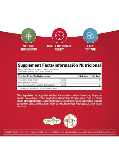 Prunelax Laxante Vegano 20 Tabletas Alivio Nocturno Estreñimiento