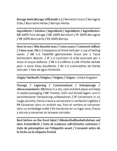 Té Herbal de Hierba de Borraja Health Embassy 100g Natural