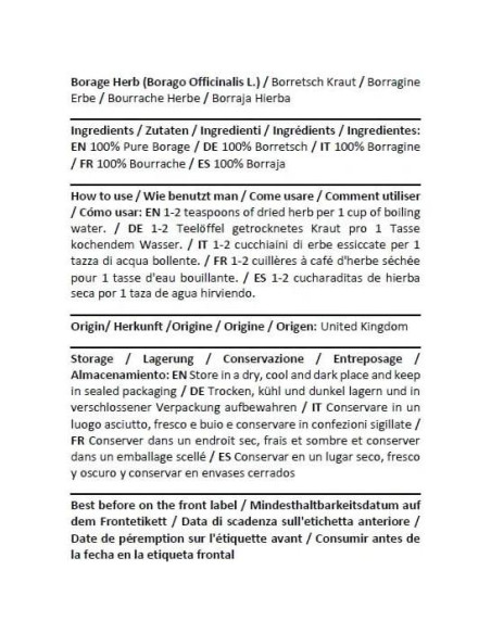 Té Herbal de Hierba de Borraja Health Embassy 100g Natural