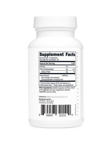 Extracto de raíz de konjac glucomanano Type Zero 90 cápsulas