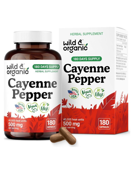 Cápsulas de Pimienta de Cayena Silvestre 500 mg - 180 Caps