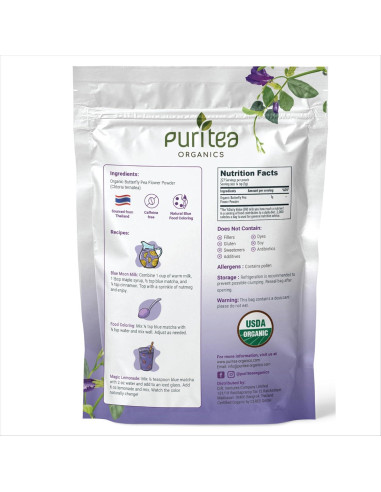 Polvo de Flor de Guisante Mariposa Orgánico 227g - Colorante Natural