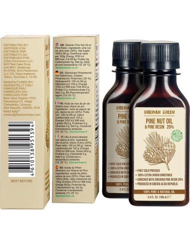 Aceite de Piñón Siberiano 100ml con Resina de Pino Cedro 20%