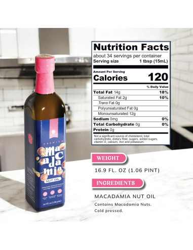 Aceite de Nuez de Macadamia Gourmanity 500ml Prensado en Frío