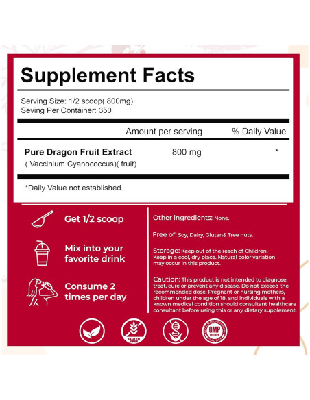 Polvo de Fruta de Dragón Liofilizado PrimeNex 227g Sin Azúcar