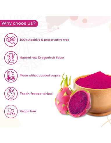 Polvo de Fruta de Dragón Liofilizado PrimeNex 227g Sin Azúcar