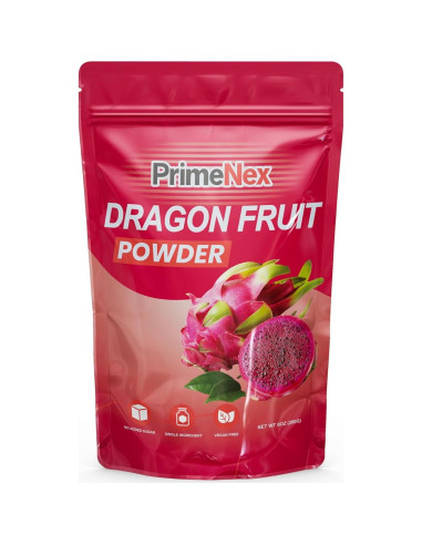 Polvo de Fruta de Dragón Liofilizado PrimeNex 227g Sin Azúcar