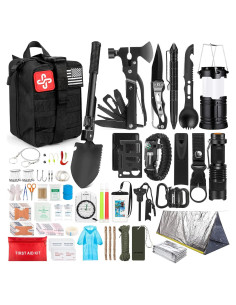 Kit de Supervivencia 250 Pcs HIHEGD con Primeros Auxilios y Bolsa Molle