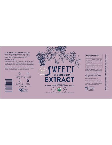 Extracto de Saúco Orgánico Sweet 236.6 ml Sin Azúcar Vegano