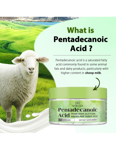 Ácido Pentadecanoico Nokuba 300mg 120 Cápsulas Leche Oveja