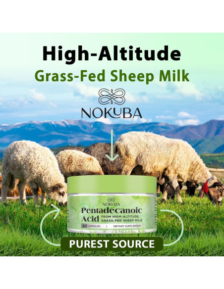 Ácido Pentadecanoico Nokuba 300mg 120 Cápsulas Leche Oveja