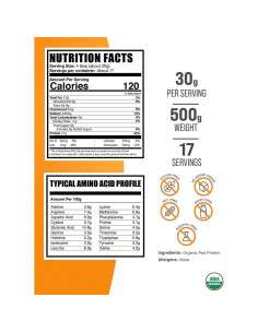 Proteína de Guisante Orgánica BulkSupplements 500g Sin Sabor 2