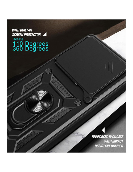 Funda Protectora Kukoufey para ZTE Blade V60 4G Negra con Tapa Deslizante