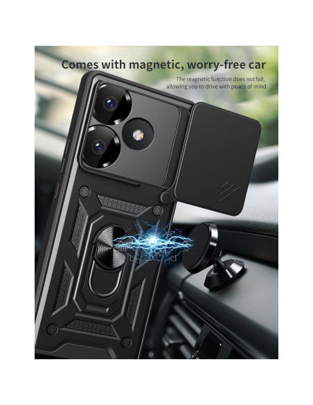 Funda Protectora Kukoufey para ZTE Blade V60 4G Negra con Tapa Deslizante