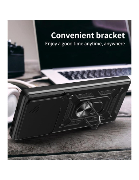 Funda Protectora Kukoufey para ZTE Blade V60 4G Negra con Tapa Deslizante