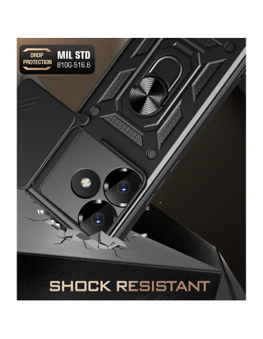 Funda Protectora Kukoufey para ZTE Blade V60 4G Negra con Tapa Deslizante