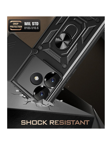 Funda Protectora Kukoufey para ZTE Blade V60 4G Negra con Tapa Deslizante