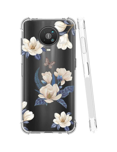 Funda TPU para Nokia G10/G20 - Floral Blanca, Ultra Delgado
