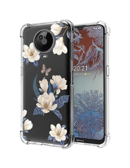Funda TPU para Nokia G10/G20 - Floral Blanca, Ultra Delgado