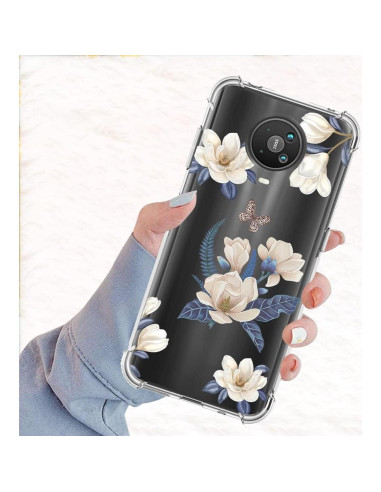 Funda TPU para Nokia G10/G20 - Floral Blanca, Ultra Delgado