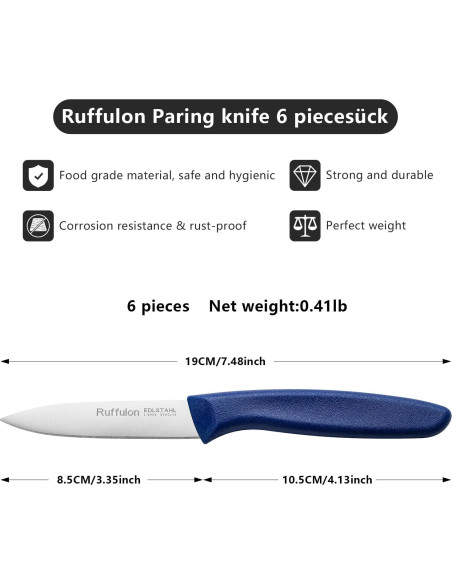 Juego de cuchillos de pelar Ruffulon 6 piezas acero inoxidable