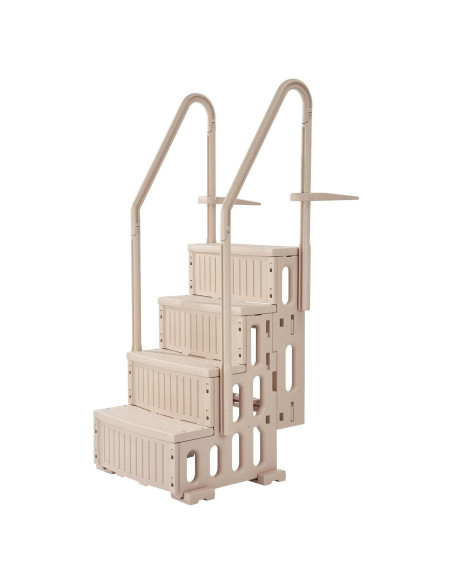 Escalera de piscina VEVOR 4 peldaños antideslizante taupe