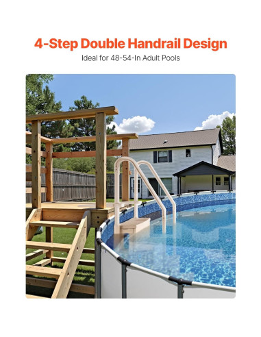 Escalera de piscina VEVOR 4 peldaños antideslizante taupe