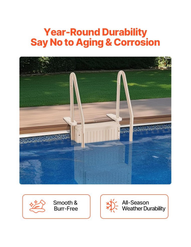 Escalera de piscina VEVOR 4 peldaños antideslizante taupe