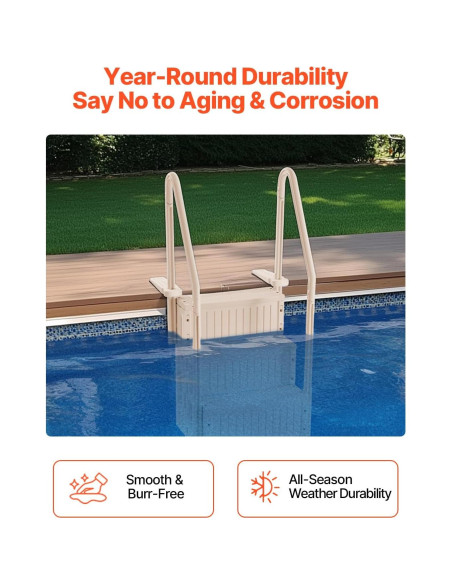 Escalera de piscina VEVOR 4 peldaños antideslizante taupe