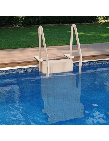 Escalera de piscina VEVOR 4 peldaños antideslizante taupe