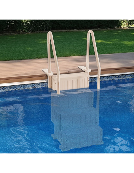 Escalera de piscina VEVOR 4 peldaños antideslizante taupe