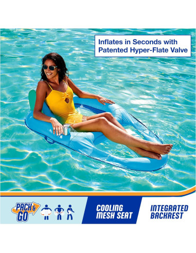 Flotador Inflable SwimWays Premium Recliner Azul 140x97 cm