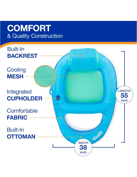 Flotador Inflable SwimWays Premium Recliner Azul 140x97 cm