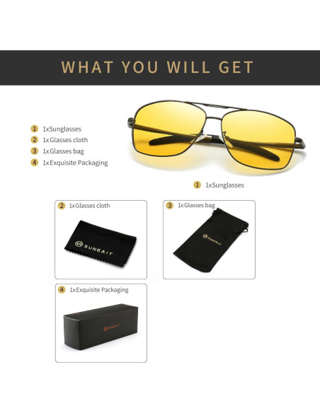 Gafas de sol polarizadas SUNGAIT para hombres visión nocturna