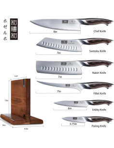 Juego de Cuchillos de Cocina HOSHANHO 7 Piezas Acero Inoxidable 2