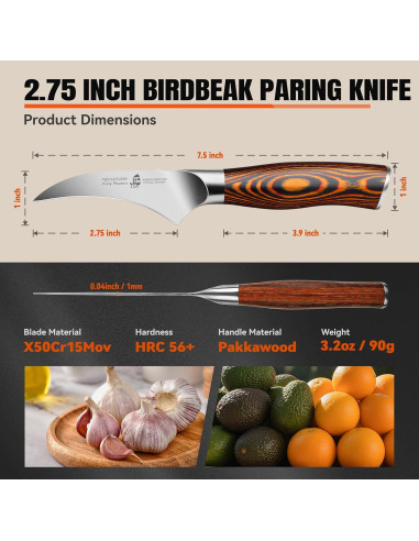 Cuchillo de Pelar TUO 6.35 cm Acero Inoxidable Ergonómico