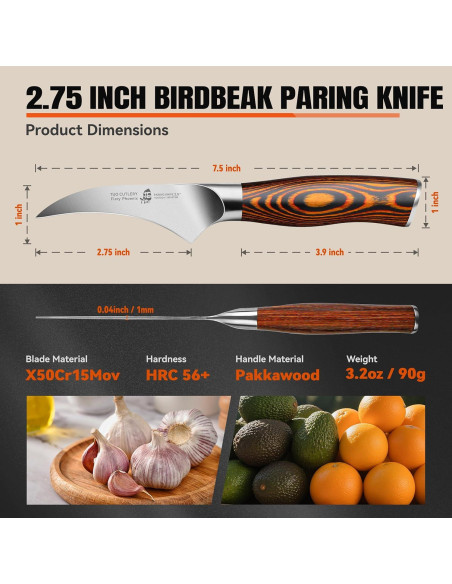 Cuchillo de Pelar TUO 6.35 cm Acero Inoxidable Ergonómico