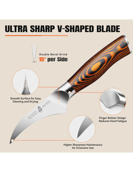 Cuchillo de Pelar TUO 6.35 cm Acero Inoxidable Ergonómico