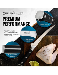 Cuchillo de Deshuesar Cutluxe 15 cm Acero Alemán Mango Pakkawood 2