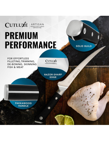 Cuchillo de Deshuesar Cutluxe 15 cm Acero Alemán Mango Pakkawood