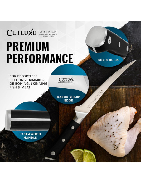 Cuchillo de Deshuesar Cutluxe 15 cm Acero Alemán Mango Pakkawood