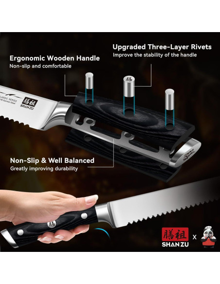 Cuchillo de Pan SHAN ZU 25.4 cm Acero Inoxidable 1.4116