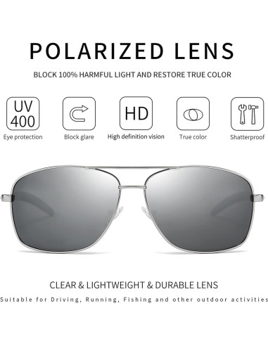 Gafas de sol polarizadas SUNGAIT para hombres, marco metal